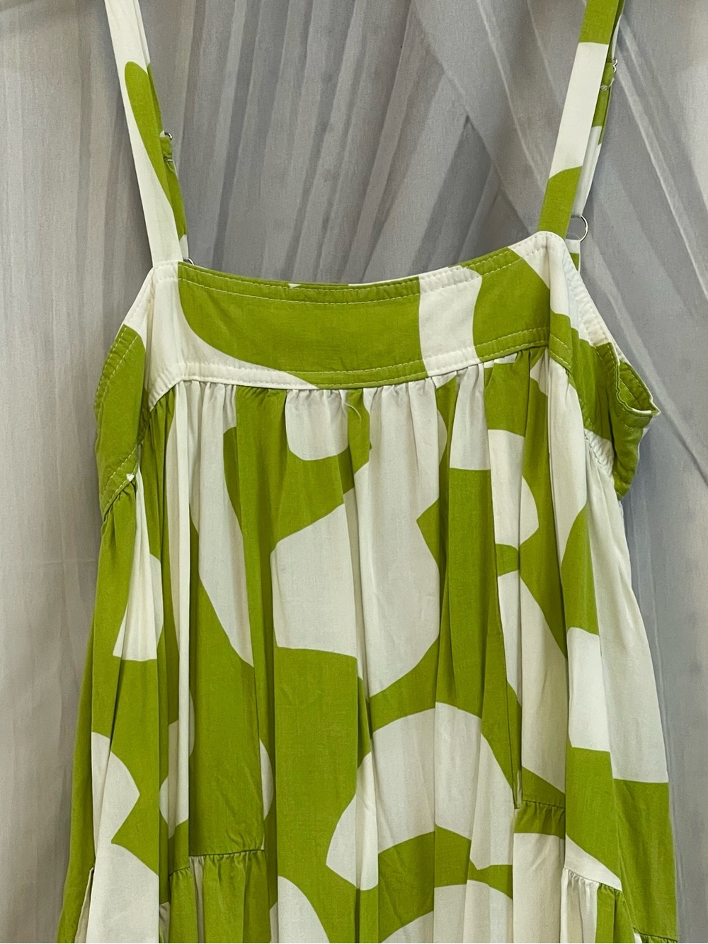 Anthropologie S Small maxi dress Abel the Label citron geometric strappy tier - Picture 5 of 16